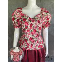 ราคา เสื้อลายดอก เสื้อทองกวาว เสื้อแขนตุ๊กตา สม็อคหลัง (22432964282)