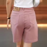 ราคา กางเกงขาสั้นผ้ายีนส์ยืดเอวสูงทรงเอเอวสูงสำหรับผู้หญิง ทรงหลวม ทรงตรง ทรงสลิม ทรงลำลอง ทรงขาบาน ทรงขาบาน ทรงลำลอง (24716115383)
