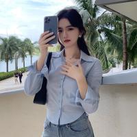 ราคา พร้อมส่ง เสื้อเชิ้ตแขนยาว เว้าเอว งานรัดรูป ผ้าคัตตอล W314 (21668522016)