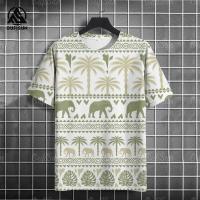 ราคา Vntage ผู้ชายช้างลายเสื้อผ้าเสื้อยืดลําลองชนเผ่าเสื้อยืดผู้ชาย (22571342824)