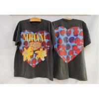 ราคา เสื้อยืดผ้าฝ้ายแท้ nirvana เสื้อวินเทจ เสื้อผ้าฟอกBio ผ้าเฟด S 5XL (22685338530)