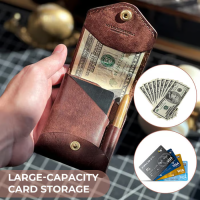 ราคา Multifunctional Compact Wallet Handmade Leather Card Holder Wallet for Men Slim Wallet With Money Clip Built In Pen Slot Front Pocket Credit Card Wallet (24284050489)