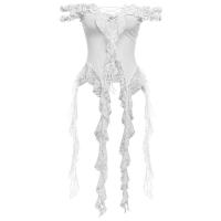 ราคา ChoiFoo เสื้อลูกไม้เปิดไหล่ผู้หญิงใหม่ฤดูร้อนเสื้อสายเดี่ยวคอวีแบบไม่สม่ำเสมอเสื้อแฟชั่นสไตล์เกาหลี Cewek Seksi เสื้อเอวลอยเย็นและระบายอากาศได้ดีบางๆ (24785054726)