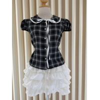 ราคา Mahaheng เสื้อคอบัว แขนตุ๊กตา ติดกระดุม ลายสก๊อต มีเชือก ผูกหลัง ผ้าครัช เสื้อคอบัว เสื้อครอป เสื้อเซิ้ต เหมาะกับสาวทุกหุ่น แมทช์ง่าย งานน่ารักมาก ใส่เที่ยวใส่ทำงานได้หมดค่า (24854872905)