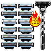 ราคา BB store การรับประกันของแท้ TH Beauty Salon GiIIettee Mach 3 Blades Face Manual Turbo Razor 4 Beard Shavette Cartridge (24794922629)