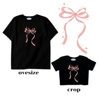 ราคา resign studio ลาย ribbon เสื้อยืด Crop Oversize (23797995298)