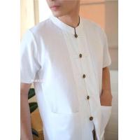 ราคา เสื้อคอจีนผู้ชาย สีพื้นกระดุมเหรียญ (24899014918)