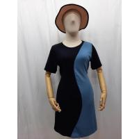 ราคา A88 เดรสสาวอวบ ใส่ทำงาน ทูโทน ผ้ายืดวูลเวฟ ด้านหลังสีดำ (15397513379)