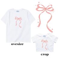 ราคา resign studio ลาย ribbon เสื้อยืด Crop Oversize (23797995297)