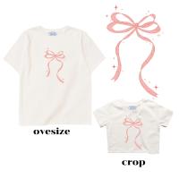 ราคา resign studio ลาย ribbon เสื้อยืด Crop Oversize (23797995299)