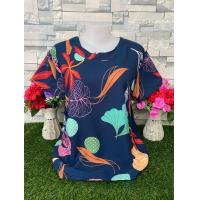 ราคา เสื้อคอกลม แขนสั้น พิมพ์ลายดอกไม้ เสื้อผ้าสาวอวบ เสื้อผ้าแฟชั่น เสื้อลายดอก เสื้อสวยๆ รุ่น75 (24455176927)