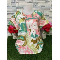 ราคา เสื้อคอกลม แขนสั้น พิมพ์ลายดอกไม้ เสื้อผ้าสาวอวบ เสื้อผ้าแฟชั่น เสื้อลายดอก เสื้อสวยๆ รุ่น75 (24455176926)