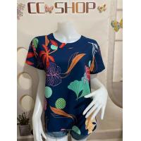 ราคา เสื้อคอกลม แขนสั้น พิมพ์ลายดอกไม้ เสื้อผ้าสาวอวบ เสื้อผ้าแฟชั่น เสื้อลายดอก เสื้อสวยๆ รุ่น75 (24454805776)