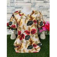 ราคา เสื้อคอกลม แขนสั้น พิมพ์ลายดอกไม้ เสื้อผ้าสาวอวบ เสื้อผ้าแฟชั่น เสื้อลายดอก เสื้อสวยๆ รุ่น75 (24455176913)