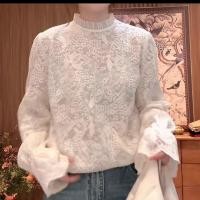 ราคา เสื้อเชิ้ตคอตั้งปักลูกไม้สไตล์เกาหลีสำหรับผู้หญิง ทรงหลวม แขนยาว ทรงปกติ สีขาว แฟชั่นฤดูใบไม้ร่วง ฤดูหนาว (23464763377)