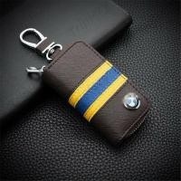 ราคา พวงกุญแจฝาครอบตัวยึดกุญแจรถยนต์รีโมทหนังกากบาทลายขวางสามสีกระเป๋ากระเป๋าสตางค์กระเป๋าเงินแหวนสำหรับ BMW (20529521112)