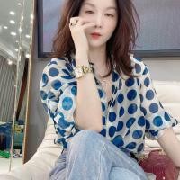 ราคา เสื้อเชิ้ตผู้หญิงลายจุดสีเขียวสไตล์วินเทจฝรั่งเศส ทรงหลวม แขนยาว ปกโปโล ทรงหลวม ฤดูใบไม้ผลิ 2023 (24844523405)