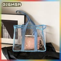 ราคา BIGHSM PVC Transparent Handbag Tote Bag Women Summer Beach Clear Tote Bag Travel Storage Bags Portable Waterproof Carry Bag (24164177629)