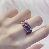 ราคา แหวนเงิน S925 ลายปลาคาร์ปเคลือบอีนาเมลสีฟ้า แหวนทรงเปิดสำหรับผู้หญิง สไตล์ย้อนยุค ชุบเงิน สีสันสดใส เครื่องประดับแฟชั่น (24200472893)