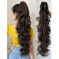 ราคา 32 นิ้ว Long Body Wave ผมหางม้า Extension สังเคราะห์ทนความร้อน Claw Curly Wavy Ponytail Hairpieces สําหรับผู้หญิง (23957515922)