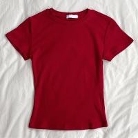 ราคา เสื้อยืดแขนสั้นทรงเข้ารูปคอกลมสไตล์ลำลองสำหรับผู้หญิง ฤดูร้อน 2024 ผ้าฝ้ายสแปนเด็กซ์เนื้อนุ่มสบาย เสื้อยืดคอกลมแขนสั้นลายพิมพ์ (22699062444)