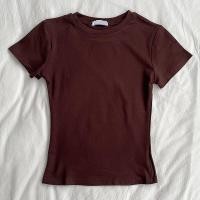 ราคา เสื้อยืดแขนสั้นทรงเข้ารูปคอกลมสไตล์ลำลองสำหรับผู้หญิง ฤดูร้อน 2024 ผ้าฝ้ายสแปนเด็กซ์เนื้อนุ่มสบาย เสื้อยืดคอกลมแขนสั้นลายพิมพ์ (22699062452)