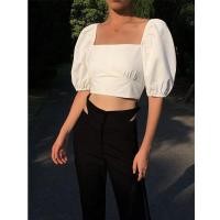 ราคา Cici 2151 เสื้อครอปแขนตุ๊กตา คอเหลี่ยม ด้านหลังเซกซี่เบาๆผูกเชือกไขว้หลัง มัดได้ตามขนาดตัว ผ้าลื่นใส่สบาย (16059199116)