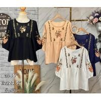 ราคา เสื้อ ผ้าสปันปักลายโบฮีเมี่ยนน่ารัก ปลีกและส่ง อก46ยาว23 ผ้าปักลายดอกลายสวย nudyda (22409943060)