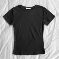 ราคา เสื้อยืดแขนสั้นทรงเข้ารูปคอกลมสไตล์ลำลองสำหรับผู้หญิง ฤดูร้อน 2024 ผ้าฝ้ายสแปนเด็กซ์เนื้อนุ่มสบาย เสื้อยืดคอกลมแขนสั้นลายพิมพ์ (22699062436)