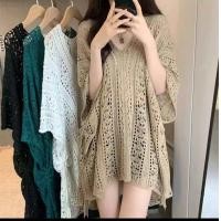 ราคา เสื้อแฟชั่นแขนสั้นตาข่ายคอวี ไซส์ใหญ่เสื้อคุมชุดว่ายน้ำ เสื้อกันโป๊ (24376831843)