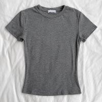 ราคา เสื้อยืดแขนสั้นทรงเข้ารูปคอกลมสไตล์ลำลองสำหรับผู้หญิง ฤดูร้อน 2024 ผ้าฝ้ายสแปนเด็กซ์เนื้อนุ่มสบาย เสื้อยืดคอกลมแขนสั้นลายพิมพ์ (22699062431)