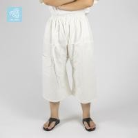 ราคา สีขาว ความยาว 3 แบบ กางเกงเล กางเกงสะดอ กางเกงขาก๋วย ผ้าฝ้าย เอวยางยืด (23802018557)