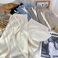 ราคา กางเกงขายาวสีพื้น ผ้าร่องนิ่มใส่สบาย กางเกงขายาวลำลองใส่เที่ยวได้ ใส่นอนได้ (21315971313)