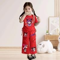 ราคา ชุดเซ็ทเด็ก เสื้อผูกโบว์ข้างลายการ์ตูน กางเกงแต่งโบว์ (24927495147)