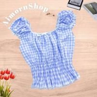 ราคา AimornShopp เสื้อแขนตุ๊กตา ลายสก๊อตสม็อคเอว ใส่เปิดไหล่ได้ ขึ้นไหล่ได้ งานน่ารักมากๆ (24496540702)