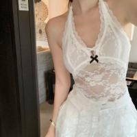 ราคา H H พร้อมส่ง FY2016 M0559 เสื้อคล้องคอลูกไม้ สีขาวสั้นและยาวสไตล์เกาหลี ไม่มีฟองน้ำ ซีทรูเบาๆ (23433292790)