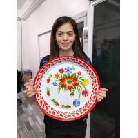 ราคา ถาด ถาดกลมเคลือบลายดอกไม้ ขนาด 40 ซม ถาดสังกะสีเคลือบลายงานไทย หนา ขนาด 40 ซม 1 ชิ้น (7816014637)