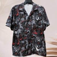 ราคา เสื้อเชิ้ตฮาวาย ลายมังกรกับเสือโคร่ง พื้นสีดำ ผ้าไหมอิตาลี (24834203084)