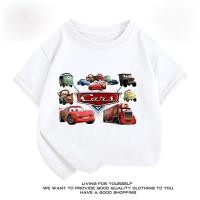 ราคา เสื้อยืดผ้าฝ้ายแท้สำหรับเด็กผู้ชาย Lightning McQueen แขนสั้นเด็กเสื้อยืดการ์ตูน Cars (22627124371)