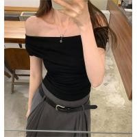 ราคา เสื้อยืดแขนสั้น ปาดไหล่ เสื้อเปิดไหล่ 5สี4ไซส์ เสื้อครอปสำหลัผู้หญิง สไตล์เกาหลี No 388 (23878092333)