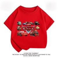 ราคา เสื้อยืดผ้าฝ้ายแท้สำหรับเด็กผู้ชาย Lightning McQueen แขนสั้นเด็กเสื้อยืดการ์ตูน Cars (22627124396)