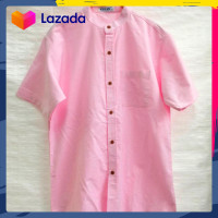 ราคา เสื้อเชิ้ตคอจีนแขนสั้น สีชมพูอ่อน ผ้าอ๊อกฟอร์ด (24612197157)