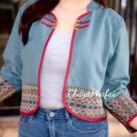 ราคา เสื้อคลุมคอจีนแต่งลายผ้าทอ เสื้อผ้าฝ้าย เสื้อพื้นเมือง (24645161939)