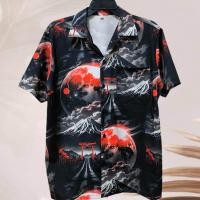 ราคา เสื้อเชิ้ตฮาวาย ลายภูเขาไฟญี่ปุ่น พื้นสีดำ ผ้าไหมอิตาลี (24834096320)