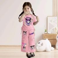 ราคา ชุดเซ็ทเด็ก เสื้อผูกโบว์ข้างลายการ์ตูน กางเกงแต่งโบว์ (24927495169)