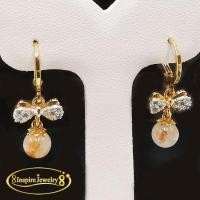 ราคา Inspire Jewelry ต่างหูหินไหมทอง ประดับโบว์เพชรCZ ตัวเรือนทองแท้24K พร้อมกล่องทอง (21704451333)