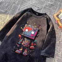 ราคา FARUILINE STORE เสื้อยืดผู้ชาย Oversize คอกลม แขนสั้น เสื้อพิมพ์การ์ตูนสไตล์เกาหลี (24155907977)