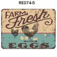 ราคา โปสเตอร์intage จาก Happy Hens ไข่สด ไก่ฟาร์ม สไตล์เรโทร ป้ายโลหะสำหรับแต่งผนังร้านอาหาร ขนาด 20 30cm (24810063047)
