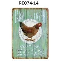 ราคา โปสเตอร์intage จาก Happy Hens ไข่สด ไก่ฟาร์ม สไตล์เรโทร ป้ายโลหะสำหรับแต่งผนังร้านอาหาร ขนาด 20 30cm (24810063033)