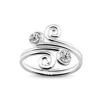 ราคา Silver thai Silver Double Crystal and Spiral Toe Ring handmade silver toe ring แหวนนิ้วเท้าเกลียวคู่คริสตัลเงินแท้925 (16125786633)